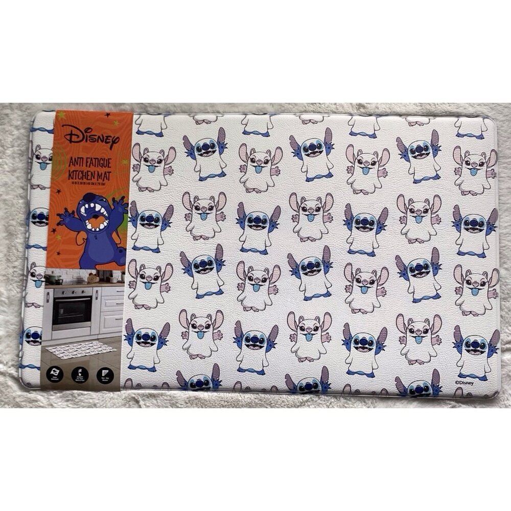 Disney Stitch And Angel Anti Fatigue Kitchen Mat 18 X 30” Halloween Ghosts NEW